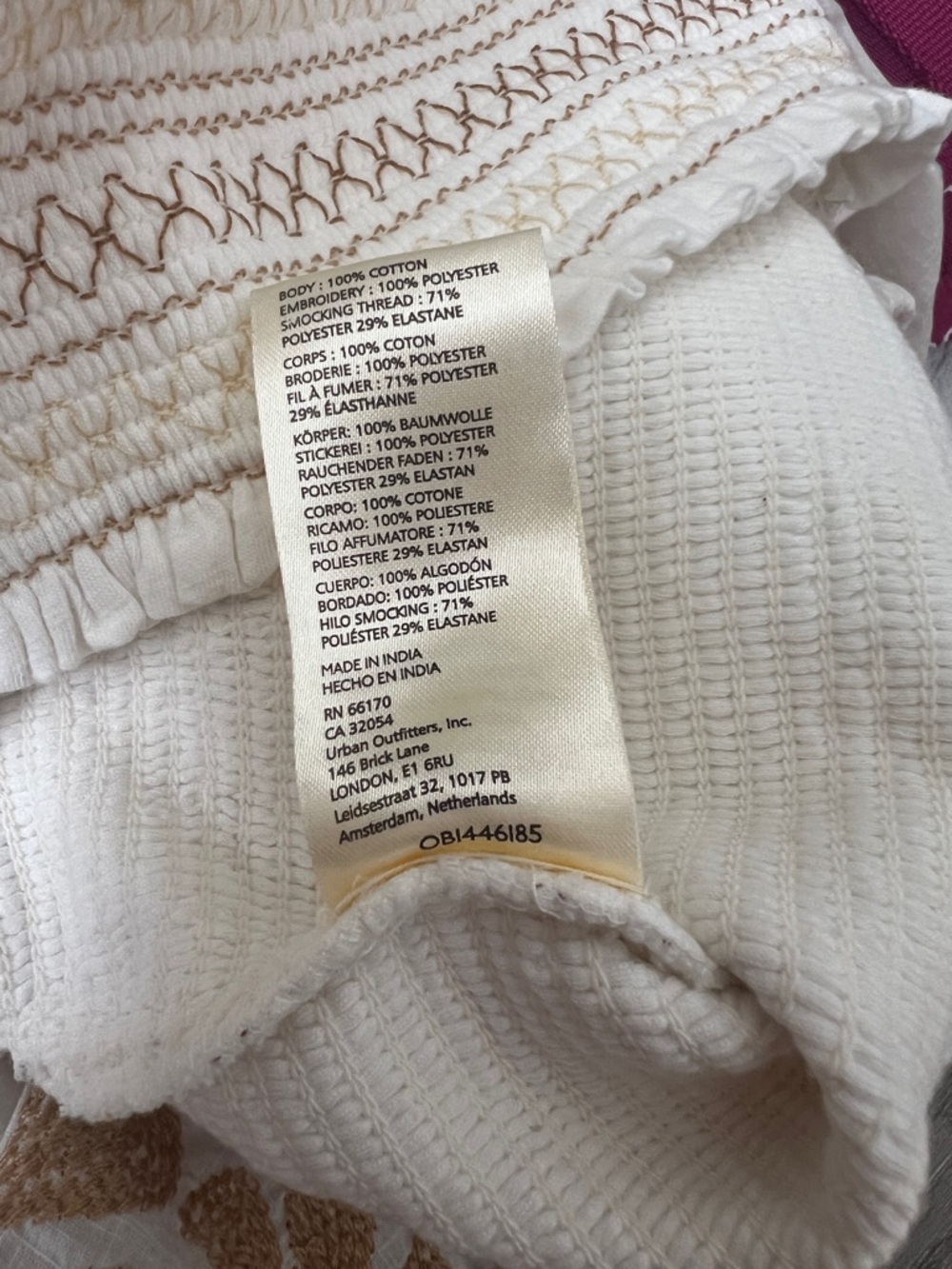 Anthropologie White Peasant Blouse with Tan Embroidered Sleeves - Picture 10 of 11